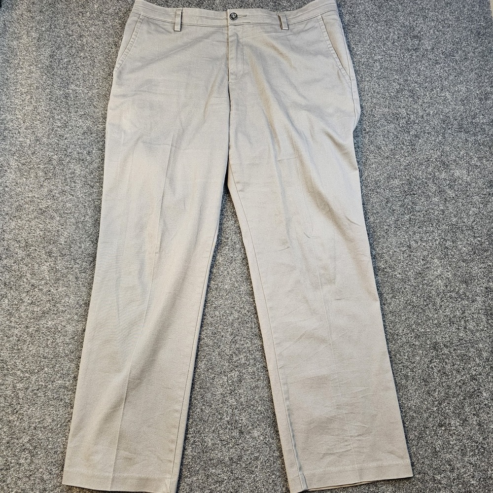 Dockers Straight Fit Gray Chino Pants Mens 38x32 Flat Front Casual Stretch